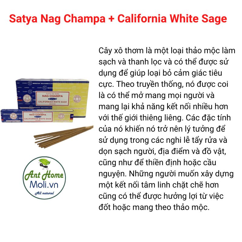 Flash SaleHương SATYA Nag Champa - Hương nhang Ấn Độ - Thanh tẩy - Chữa lành - Thu hút tài lộc