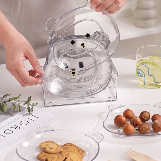 Đĩa Đựng Thức Ăn Vặt Đa Năng Chống Rơi Hình Gấu Hoạt Hình