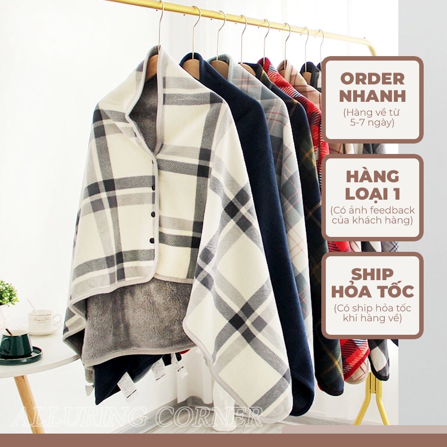 [Order] Chăn lông cừu giả áo đa năng 3 trong 1 dành cho nữ thích hợp dùng đi làm đi học (Có ảnh thật)