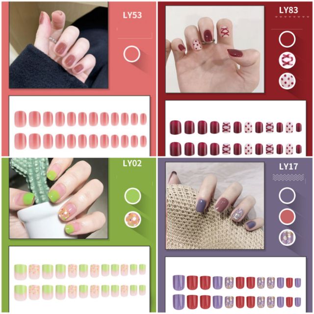 Set 24 móng giả mã LY02,17,53,83 phù hợp với mọi loại móng
