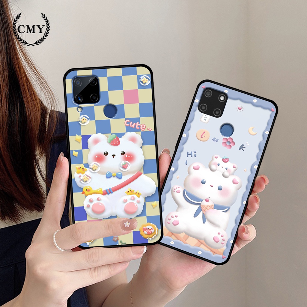 Ốp lưng Realme C12 - Realme C15 in hình caro gấu thỏ dễ thương