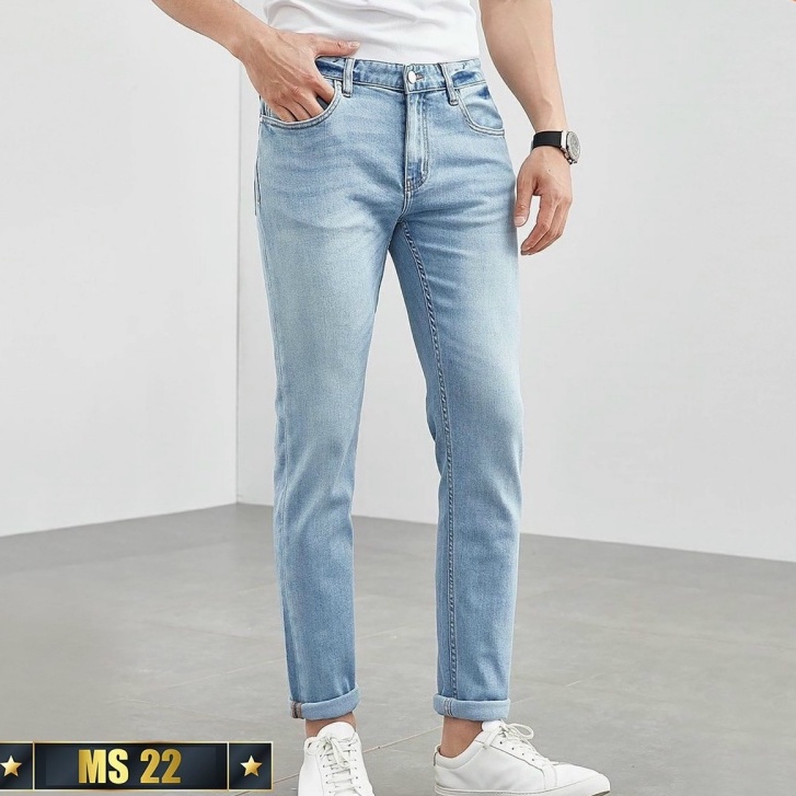 Quần jean nam xanh trơn chất bò cao cấp co dãn 4 chiều đẹp from dáng skinny mẫu mới thời trang cao cấp beautiulgilr K22