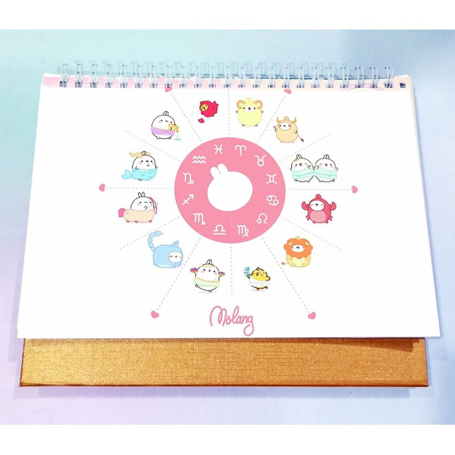 Lịch để bàn 2021 molang 12 cung hoàng đạo size lớn LB11 17x21cm có ngày âm