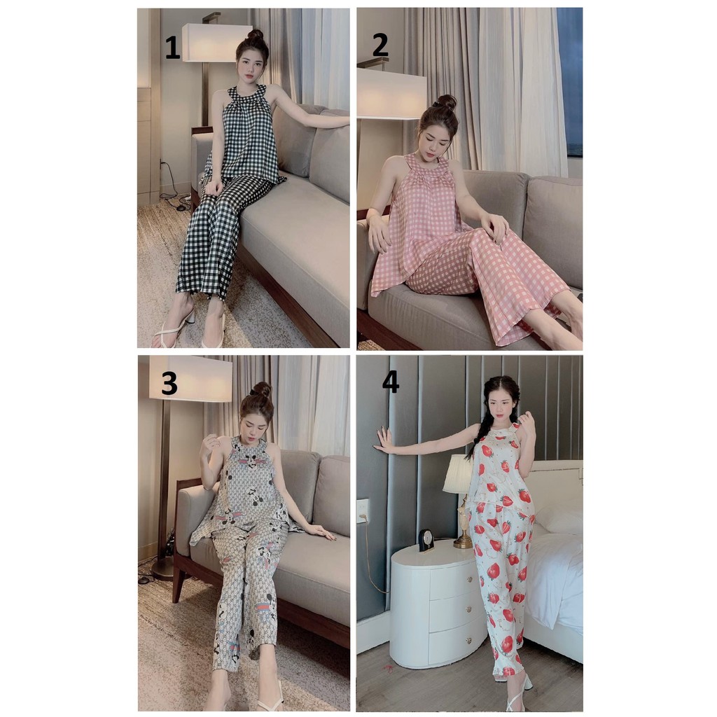 SET Áo Yếm - 2 Dây Quần Dài - Lụa Latin (P1)