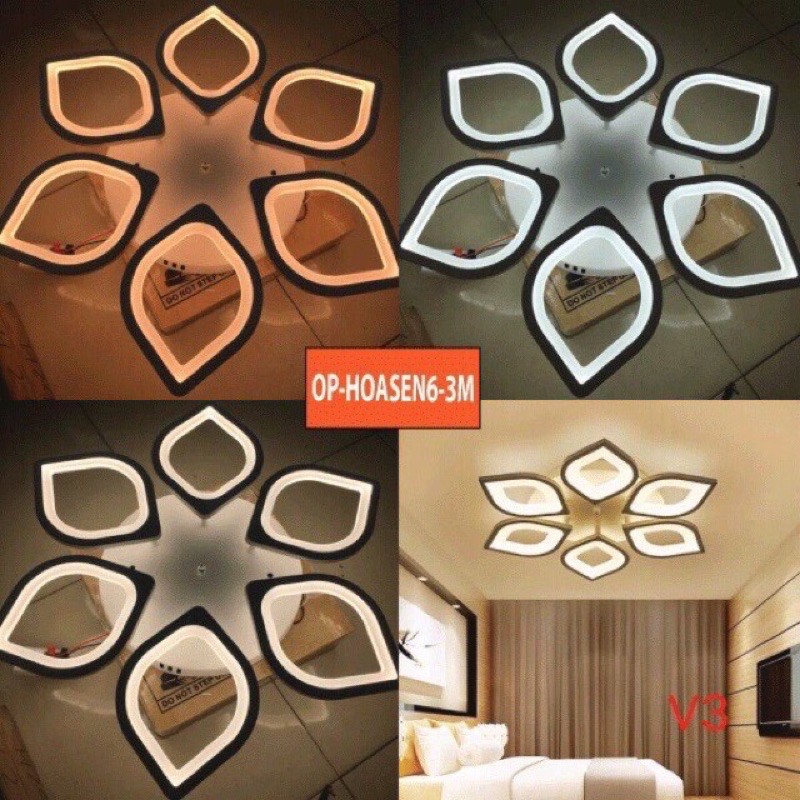 Đèn Ốp Trần Hoa Sen 12 Cánh Có Mầu Đen