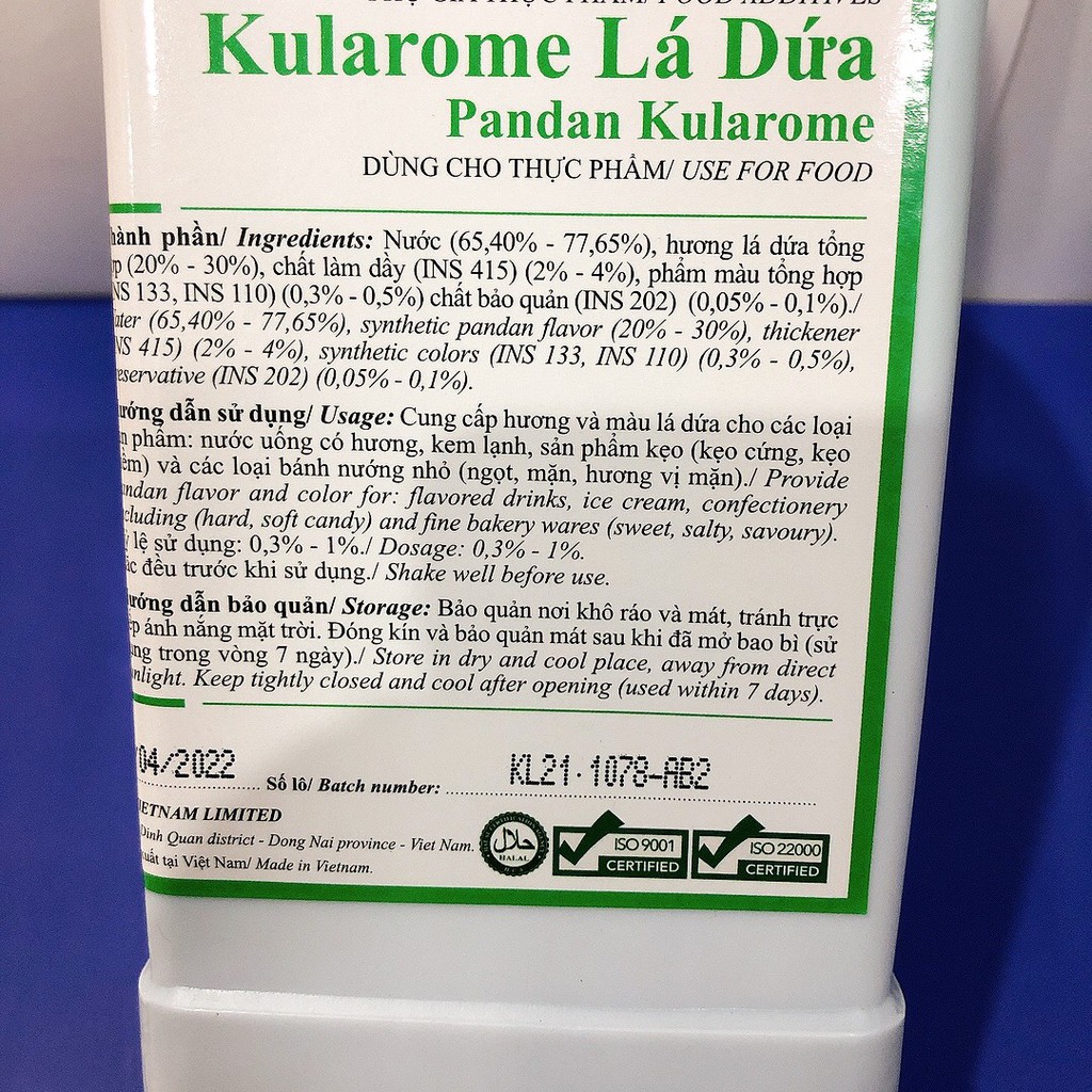 Hỗn hợp Hương Màu / Kularome / Tinh Lá Dứa Mauri 50ml