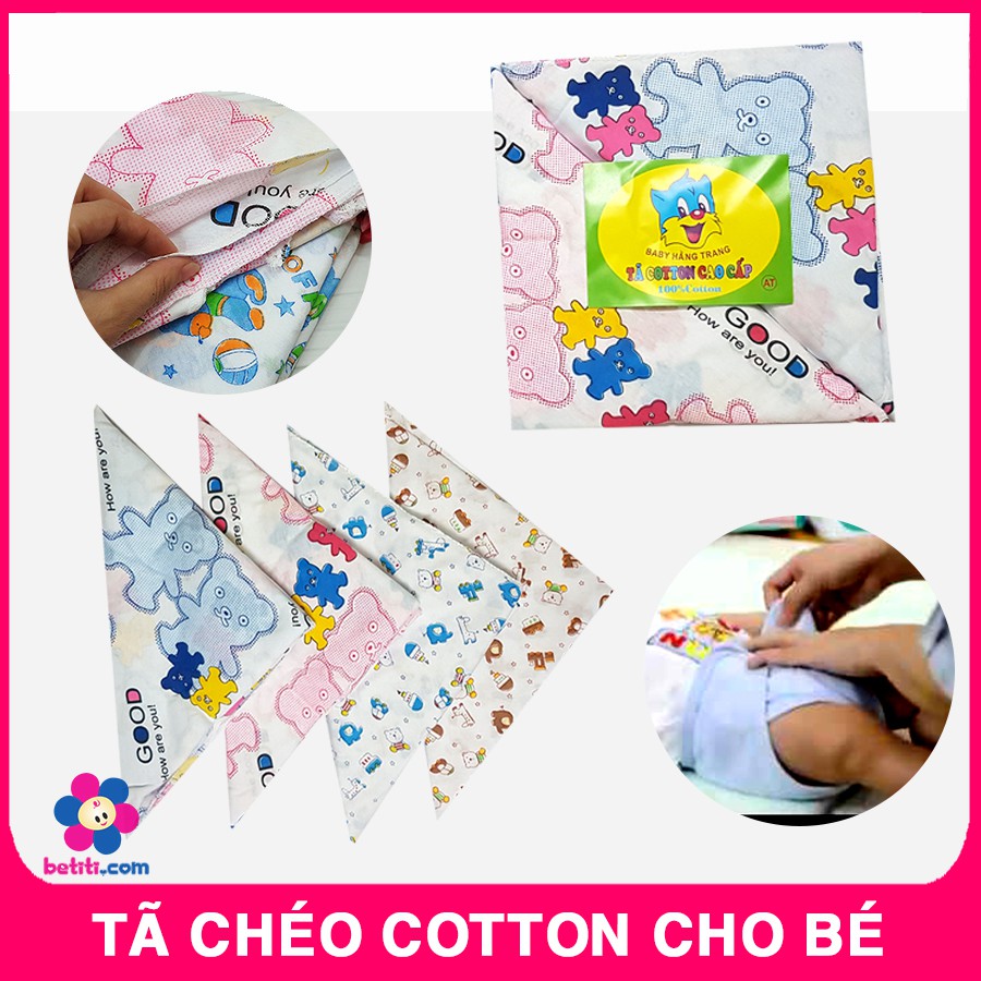 (Set 10 Chiếc) Tã Chéo Vải Chất Cotton Cho Bé Sơ Sinh In Họa Tiết