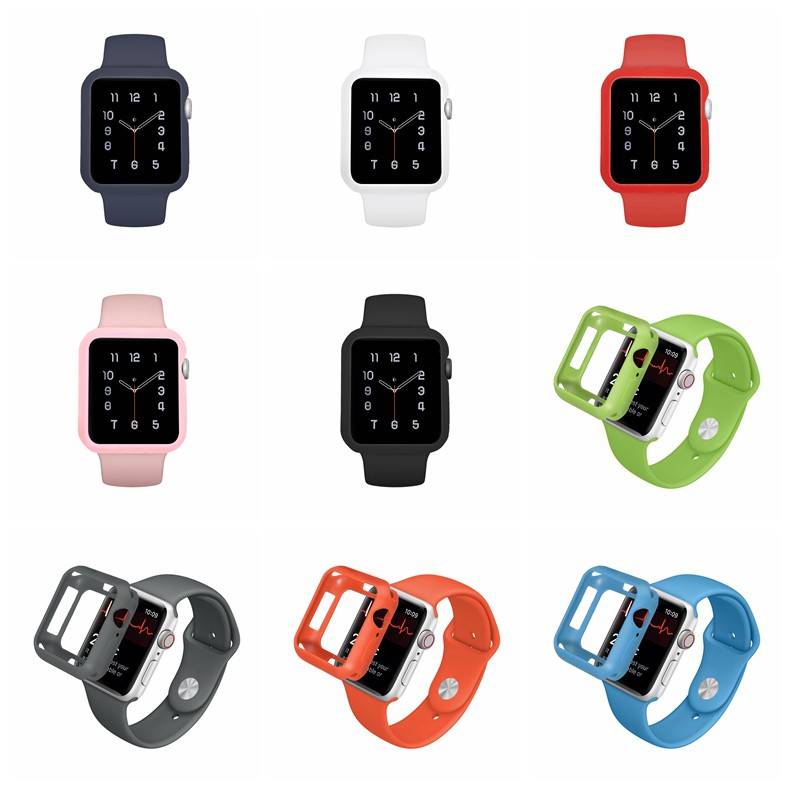 Silicone Watch Protector Case Fit For Apple Watch Series SE 6 5 4/3/2/1 Can be used for 38mm 40mm 42mm 44mm watch dials