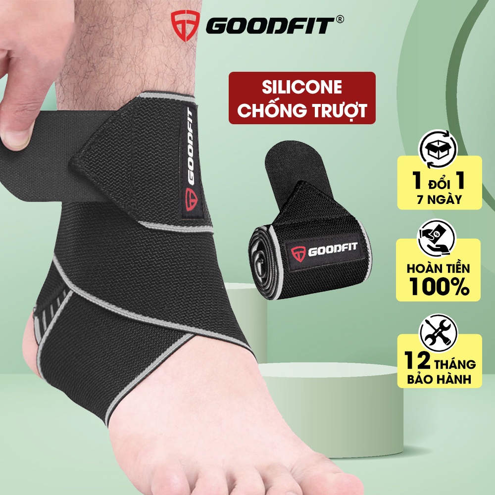 Băng quấn bảo vệ cố chân, mắt cá chân GoodFit co giãn đàn hồi, đệm silicone chống trượt GF612A
