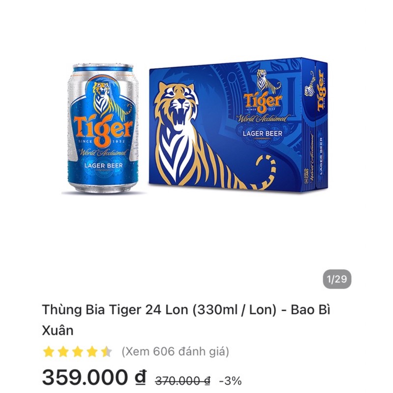 [FREESHIP 70k] BIA TIGER TẾT- Còn 1 thùng