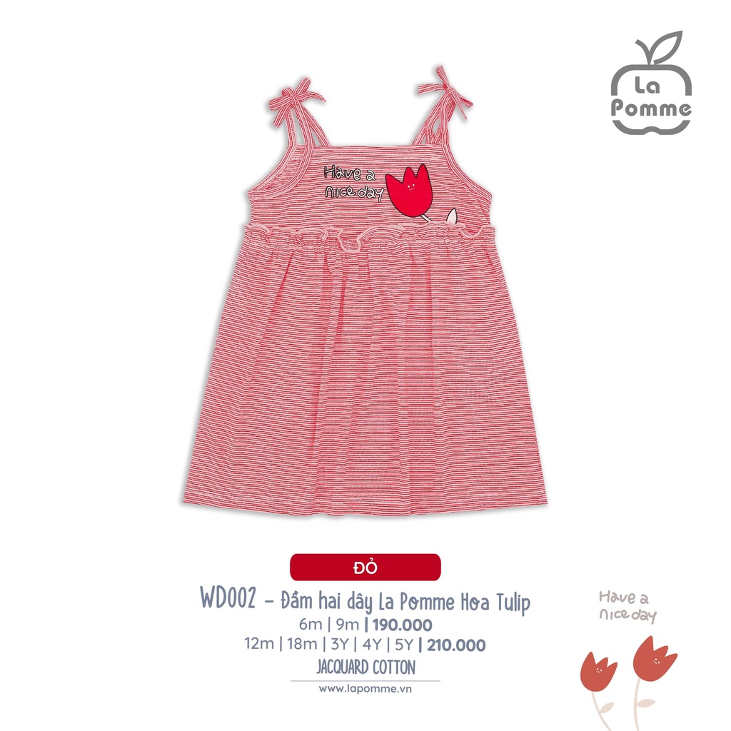 Váy đầm La Pomme Melange Cotton cao cấp mềm mịn thoáng mát nhẹ da thấm hút tốt 2 dây đính cút in cá voi cho bé gái WD003