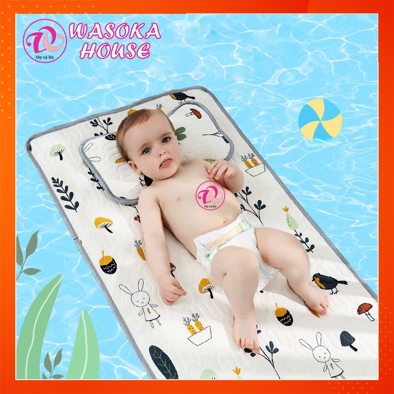Chiếu điều hòa trẻ em cao su non 5D, kích cỡ 60x120cm, chiếu mềm giúp bé nằm mát lưng, ngủ ngon và sâu hơn