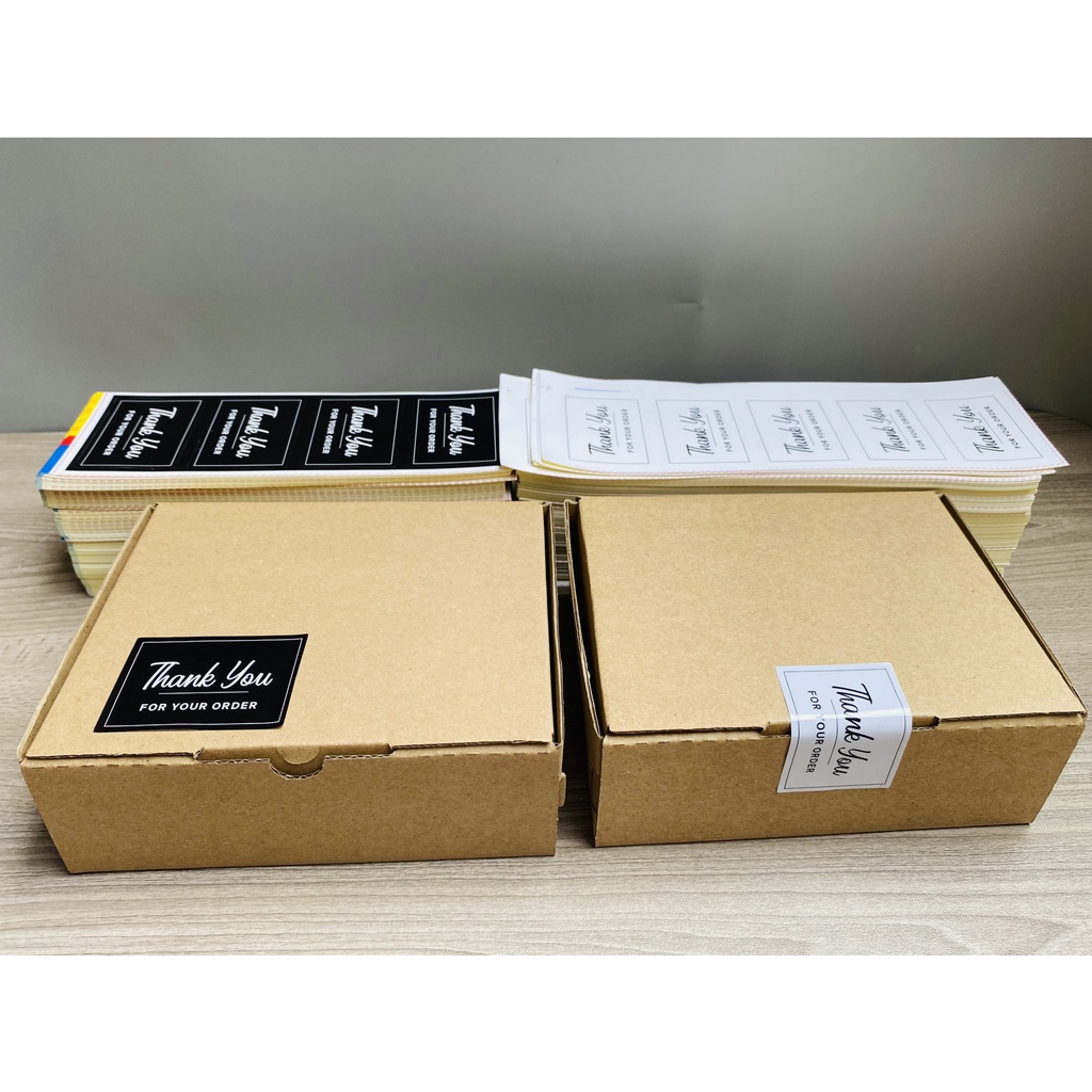 SET 100 Tem Sticker chữ nhật , Decal dày sắc nét - Tem dán Thank You, TEM cảm ơn gói hàng, hộp, niêm phong