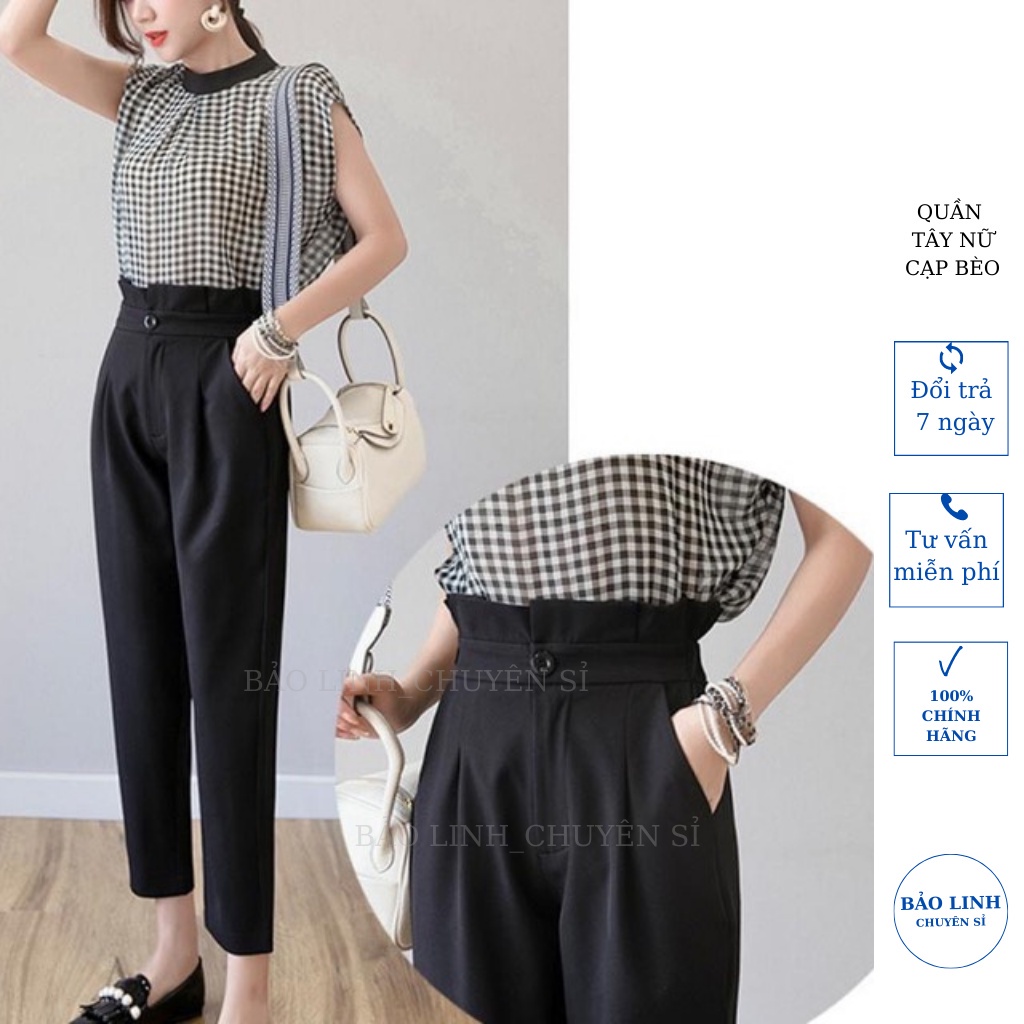 ✥✽☑Quần Tây Nữ Công Sở Lưng Cao Cạp Bèo Dáng Baggy Xếp Ly Siêu Xinh Đi Học