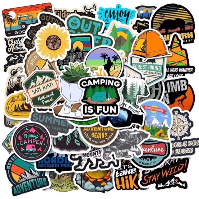 10-50 hình sticker cắm trại camping decal