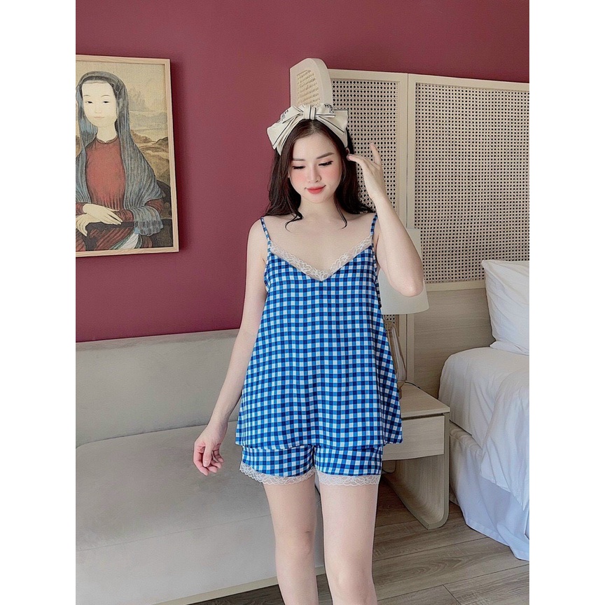 Bộ Hai Dây Cổ Ren Xinh Xắn, Chất Liệu Vải Lụa Cao Cấp YR