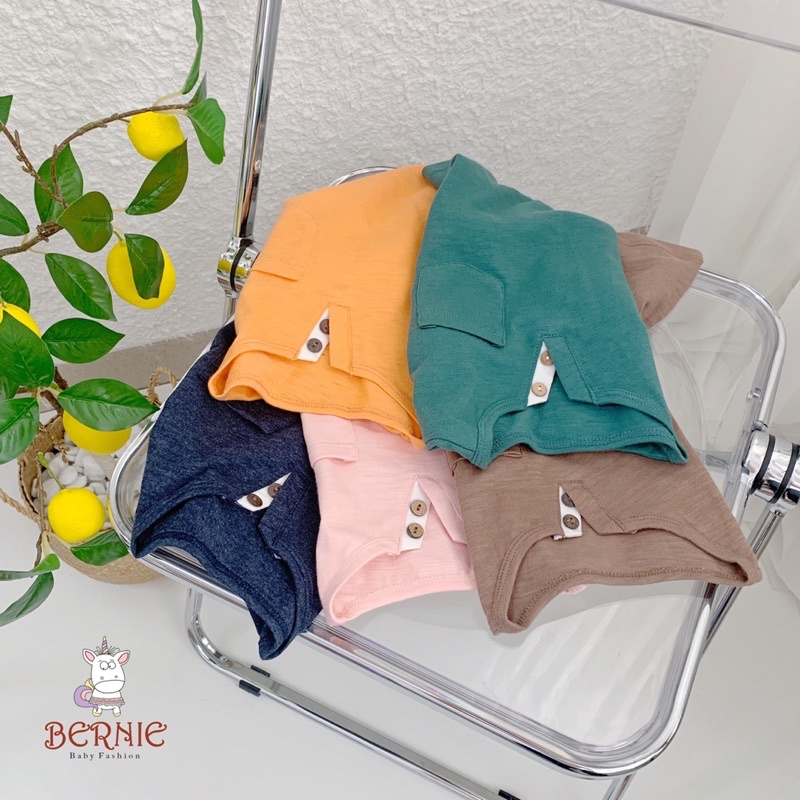 BERNIE - Áo Phông Cotton Xước Cổ Xẻ V Unisex Cho Bé Nhiều Màu