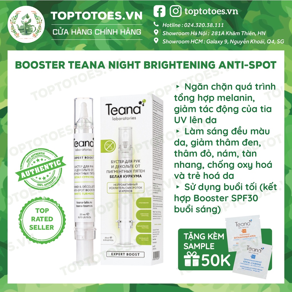 Booster Teana Night Brightening Anti-spot cho da sáng đều màu, giảm thâm, nám, tàn nhang