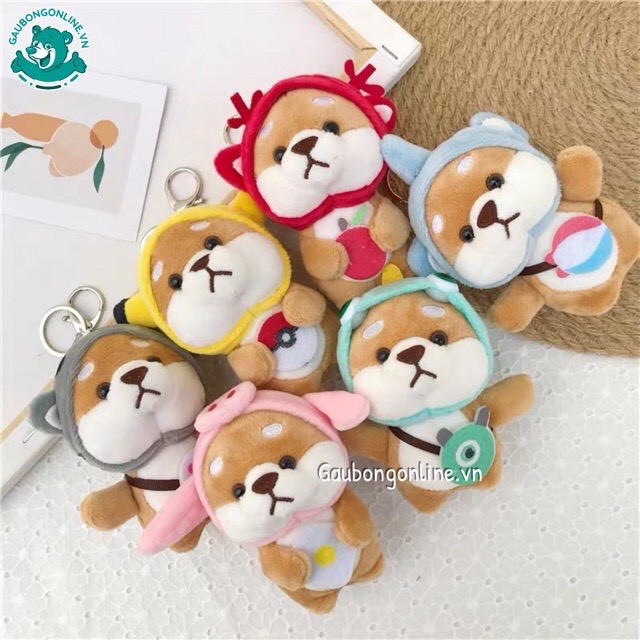 Móc Khóa Chó Shiba Cosplay bằng bông treo balo siêu dễ thương