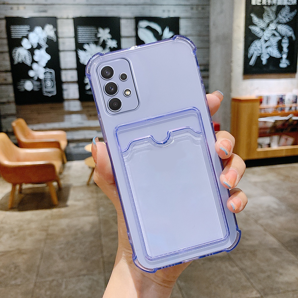 Ốp Điện Thoại Silicon Mềm Trong Suốt Có Ngăn Đựng Thẻ Cho Samsung Galaxy A13 A05 A23 A53 A33 A73 A52s A12 A52 A32 4G 5G