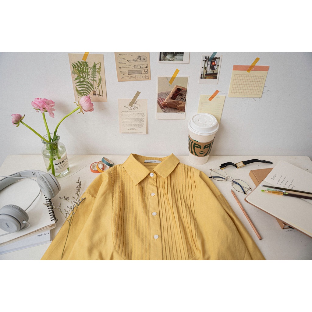 Áo sơ mi nữ dài tay MADELEN trần li nhiều màu | BigBuy360 - bigbuy360.vn