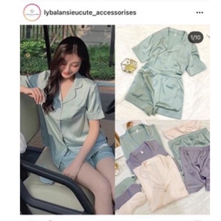 Bộ ngủ lụa trơn acc 209+2,2% phí shopee