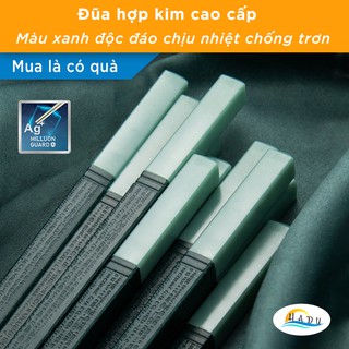 [10 Đôi] Đũa ăn cơm cao cấp kiểu Nhật bản chống mốc Kháng Khuẩn Sợi Thủy Tinh Màu Xanh Bắc Âu Sang Trọng HADU