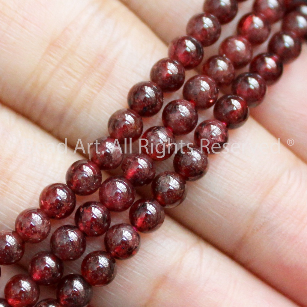 4MM Đá Hồng Lựu  Loại AB, Hoả, Thổ, Vòng Tay Phong Thuỷ, Chuỗi Hạt S50 - Bead Art