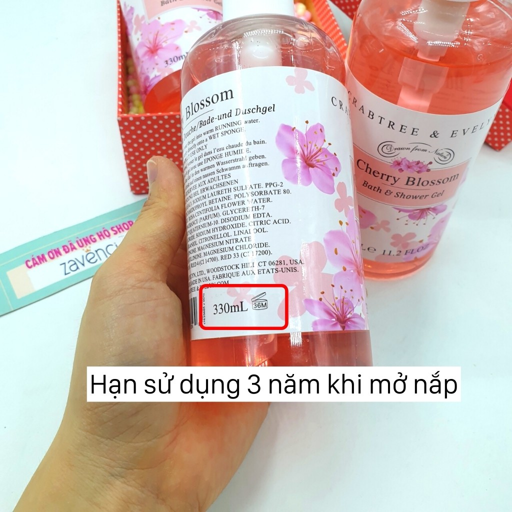 Sữa Tắm Nước Hoa CRABTREE & EVELYN Dưỡng Da Trắng Sáng Mềm Mịn Hương Hoa Anh Đào Tự Nhiên (330ml)