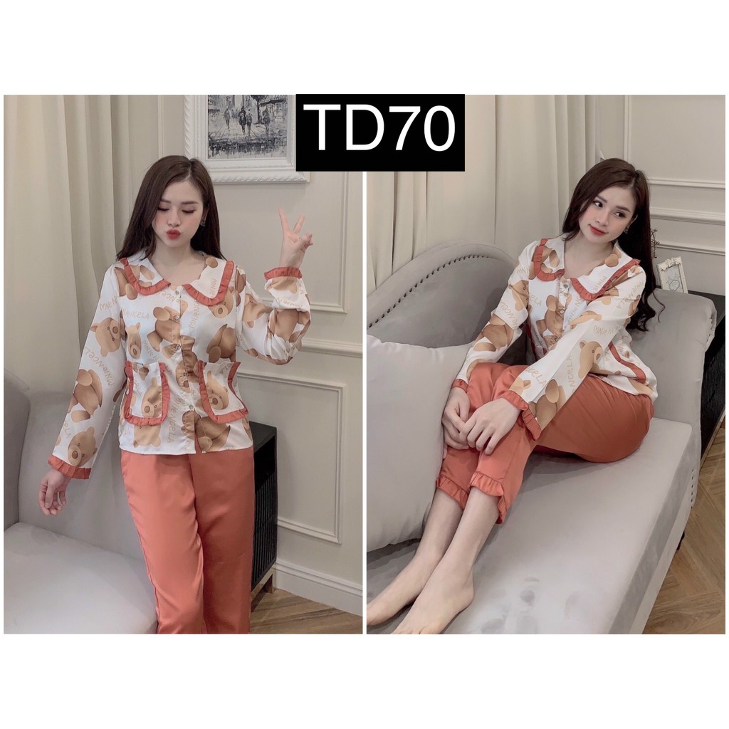 Set Đồ Bộ Nữ Pijama Tay Dài Quần Dài Lụa Satin Cao Cấp Kiểu Tay Cánh Dơi Độc Đáo- Kèm Hình Thật Shop Tự Chụp