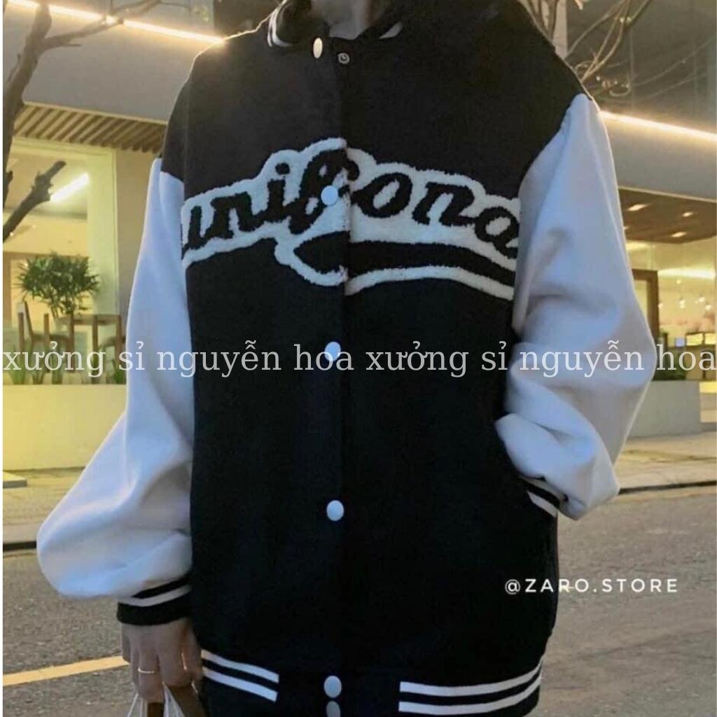 Áo bomber nỉ khoác in chữ UNI form dáng rộng unisex nam nữ mặc được phong cách hàn quốc bao ngầu Xưởng Sỉ Nguyễn Hoa