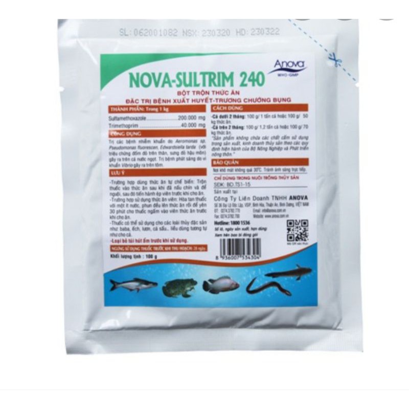 1 gói Nova Sultrim 240 100 gram x uất h uyết, trương chướng bụng hsd 29/03/2024