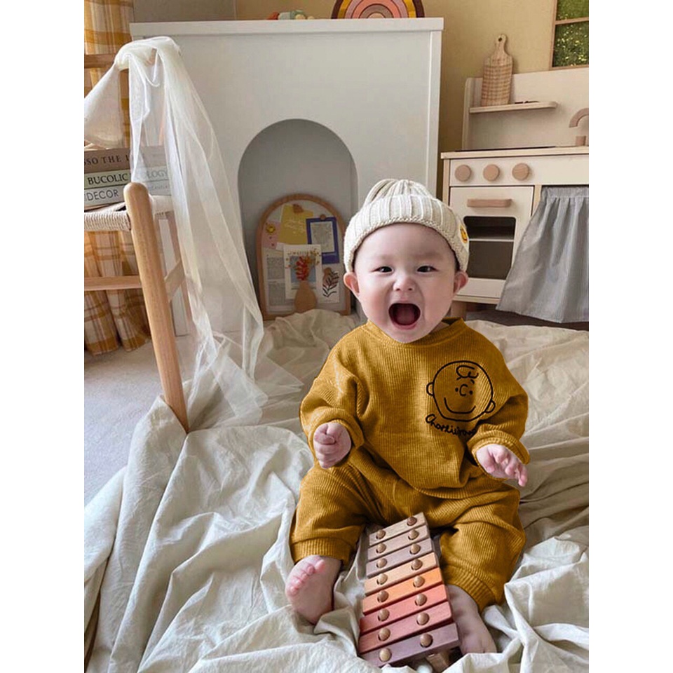 Đồ bộ bé gái Set áo len chui đầu dài tay họa tiết hoạt hình và quần dài bo gấu mùa thu đông cho bé 7-18 kg, SUN KID'S