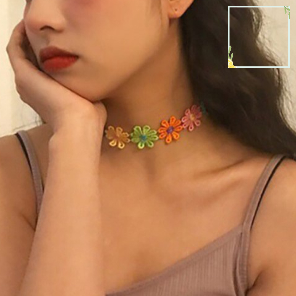 Vòng Cổ Choker Thêu Hình Trái Tim / Bông Hoa / Bướm Nhiều Màu Ngọt Ngào Cho Nữ