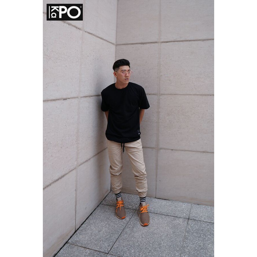 (ảnh thật) áo thun trơn nam nữ form rộng tay lửng màu đen - over basic tee đen
