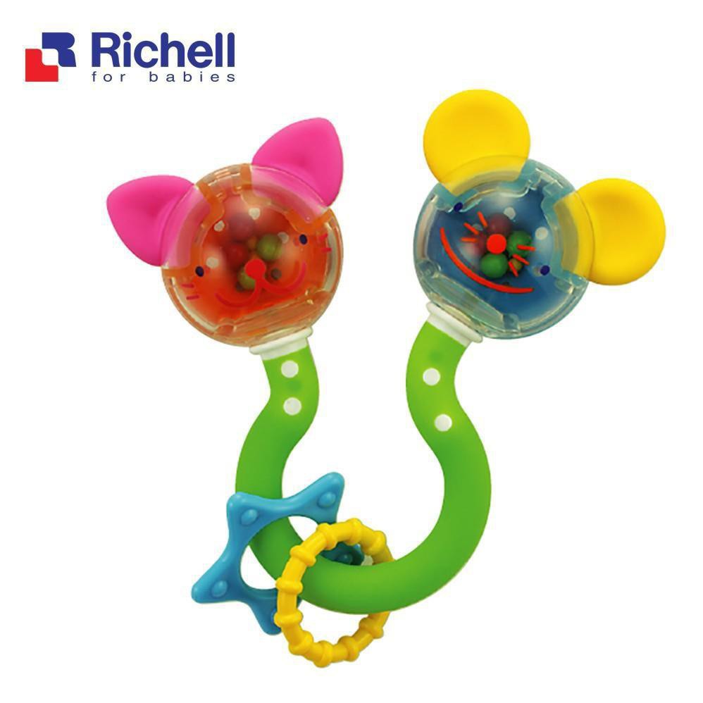 [Chính Hãng] Xúc xắc gặm nướu Mèo Đuổi Chuột Richell - Đồ chơi ngậm nướu cho bé Richell Nhật Bản