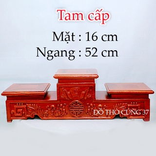 Tam cấp gỗ gõ - kê 3 bát hương thờ