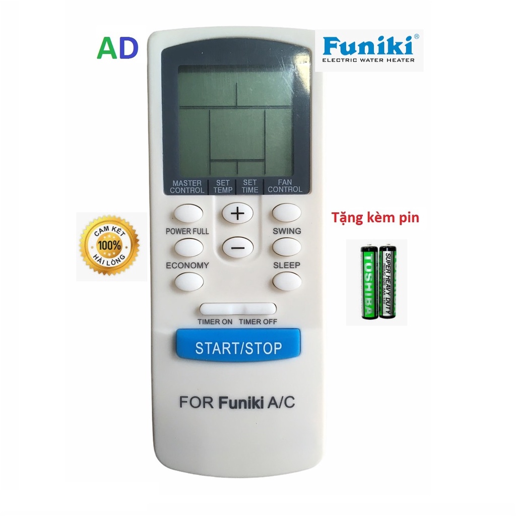 Điều khiển điều hòa Funiki MP07A có nút xanh to - tặng kèm pin - Remote điều hòa Funiki có nút xanh to MP07A