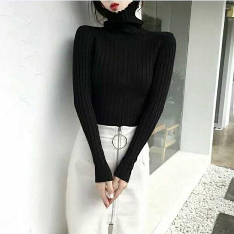Áo Sweater Dệt Kim Cổ Lọ Thời Trang Giữ Ấm Cho Phái Nữ