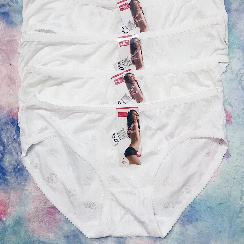 Combo 5 quần lót nữ màu trắng hoa gấm siêu mát.