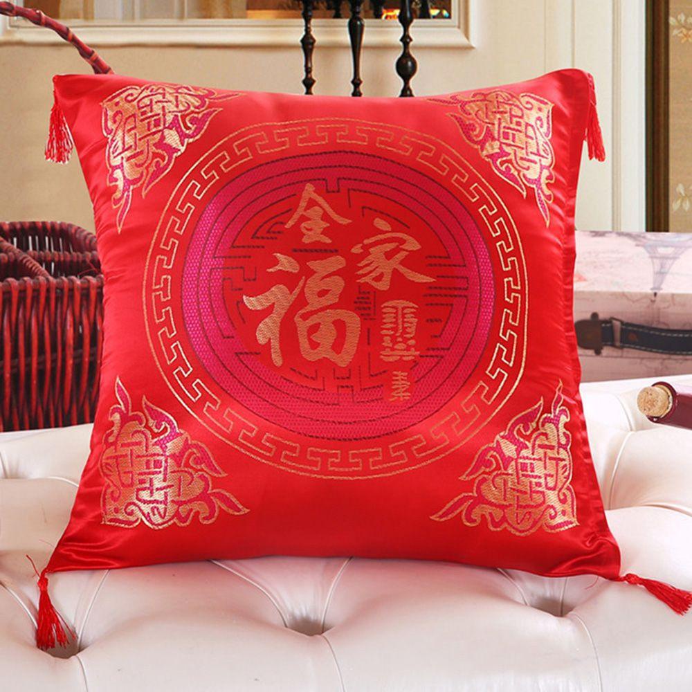 Vỏ Gối Vuông Đính Núm Tua Trang Trí Nhà Cửa / Văn Phòng / Tiệc Cưới