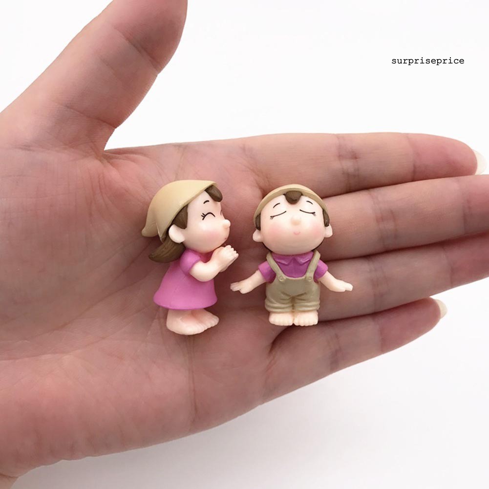 Set 2 Mô Hình Cặp Đôi Bé Trai Và Bé Gái Dễ Thương Trang Trí Sân Vườn
