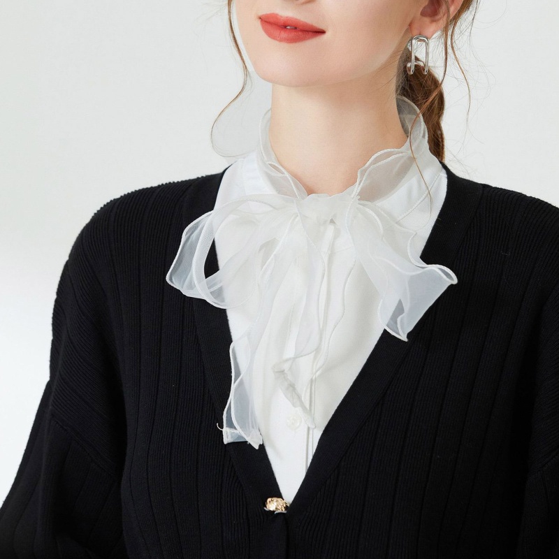 Cổ Áo Sweater Giả Lông Thú Buộc Dây Có Thể Tháo Rời
