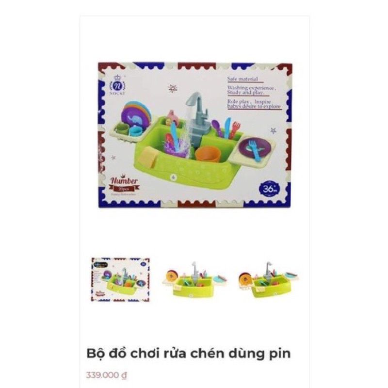Bộ đồ chơi rửa chén cao cấp có pin, nước chảy như thật ( Quà tặng từ sữa Nan)