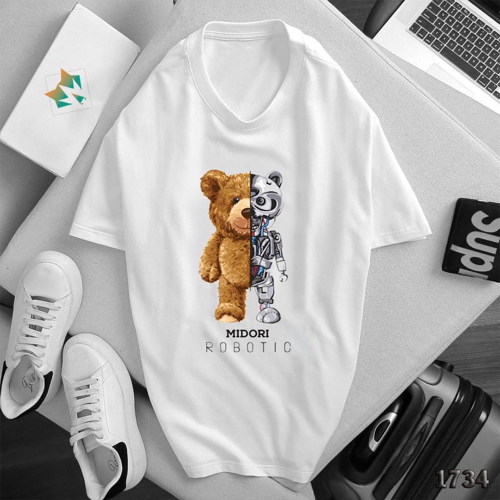 Áo Thun Unisex Nam Nữ In họa tiết Chú gấu Robotic Thời trang phong cách Hàn quốc cực cool 1734