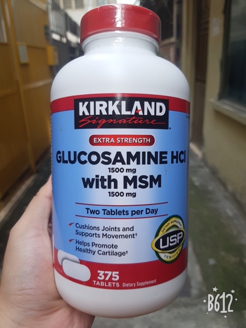 Glucosamine Kirkland Glucosamine MSM & HCl 1500 mg 375 viên mẫu mới nhất 2019