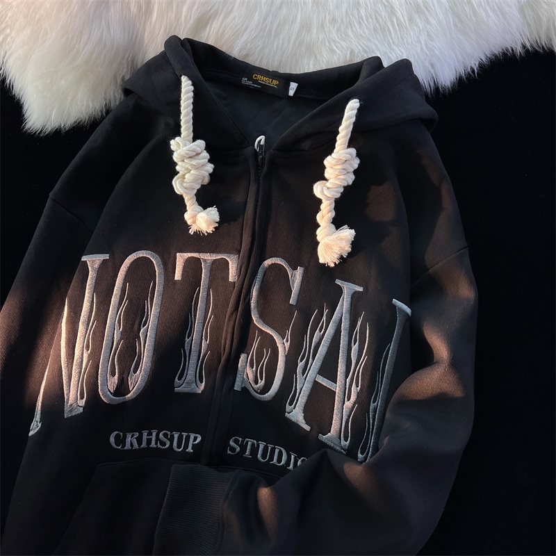 Áo Hoodie Hai Lớp Thêu Chữ Sau Lưng Thời Trang Thu Đông Cho Nữ