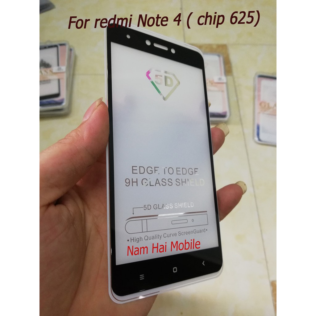 Kính cường lực 5D cho redmi Note 4 ( chip 625 ) full keo