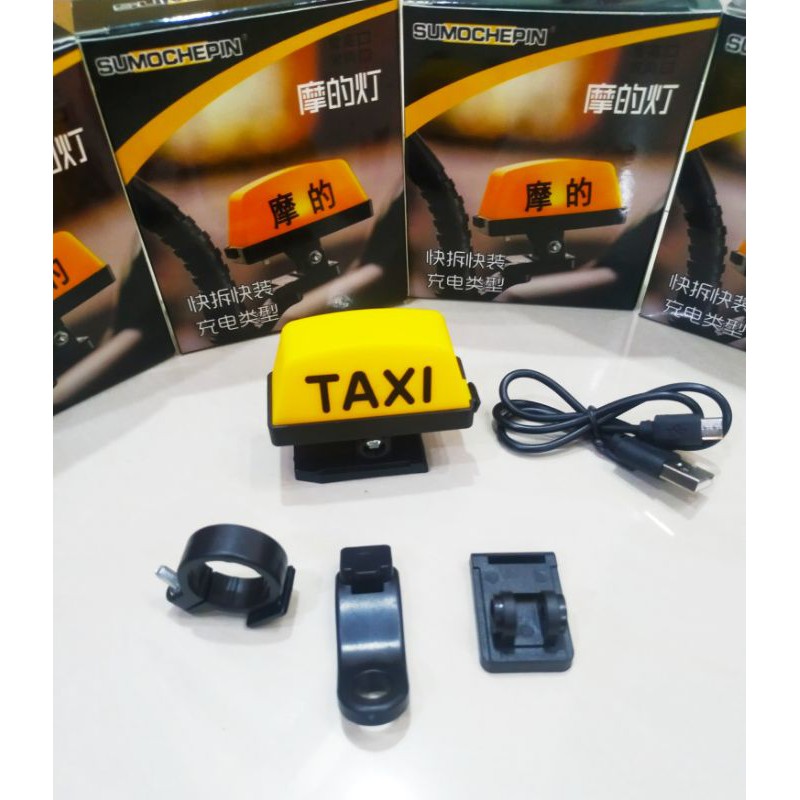 đèn taxi gắn xe máy, xài pin có cáp sạc