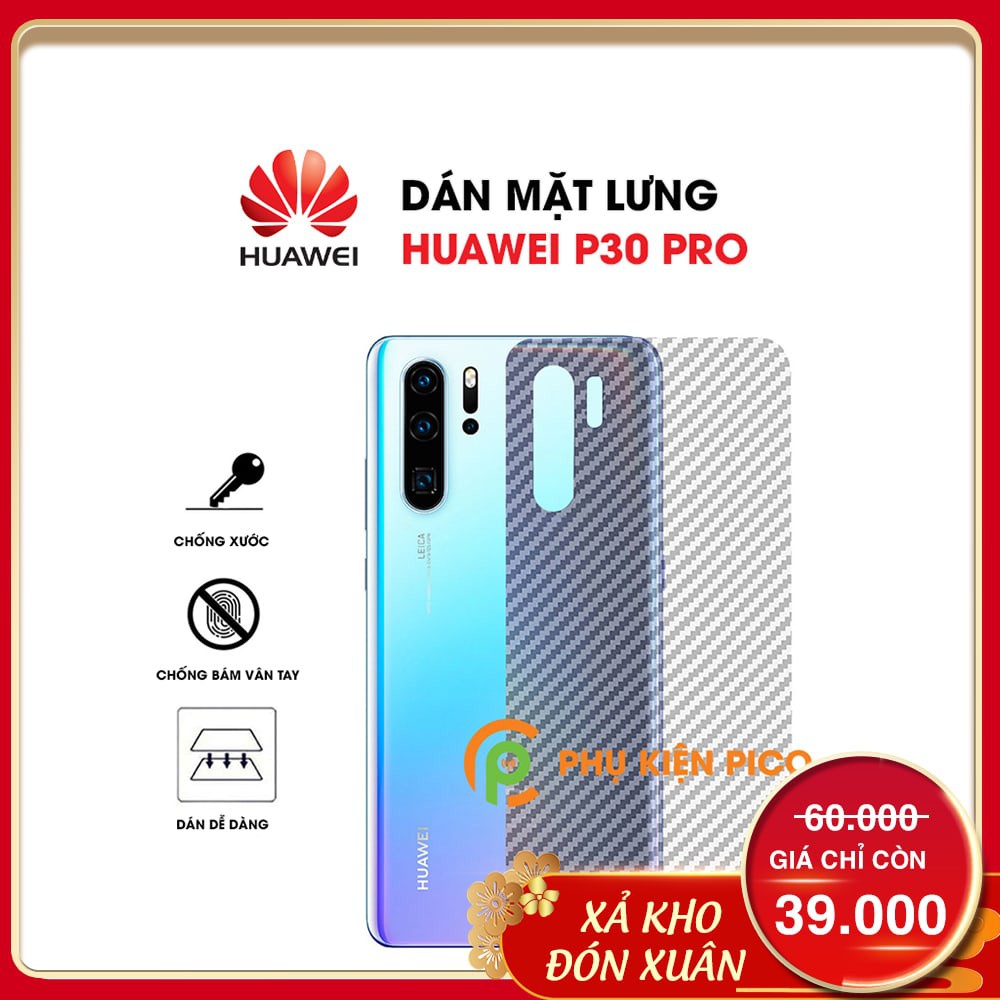 Dán lưng P30 Pro vân carbon 3D - Dán lưng Huawei P30 Pro skin vân carbon 3D chống xước